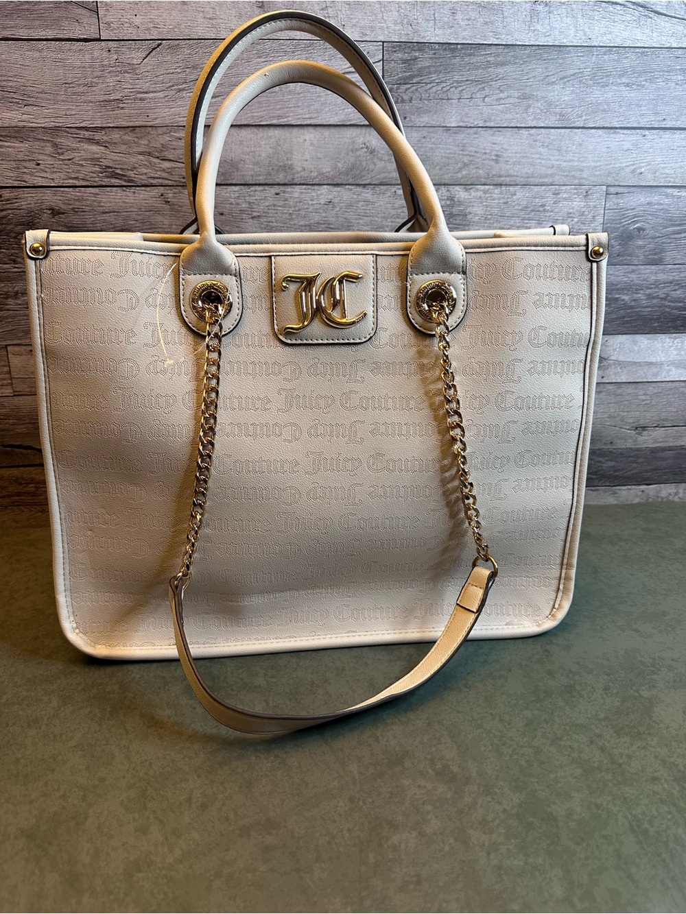 🤍 JUICY COUTURE GLAM • MONOGRAM BASKET TOTE • GOLD-TONE BLING 🤍